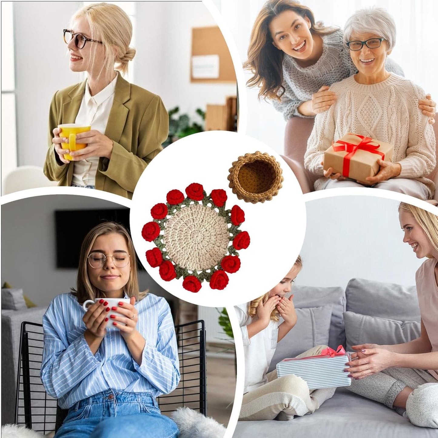 Posavasos de flores de crochet